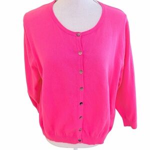 Boden Pink Scoop Neck Button Front Cardigan 18